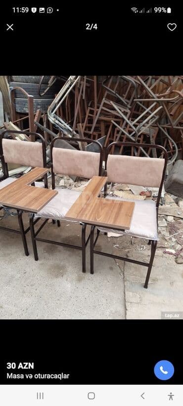 yazı masa: Qonaq otağı üçün, Yeni, Qatlanmayan, rəng - Bej Stul — 5