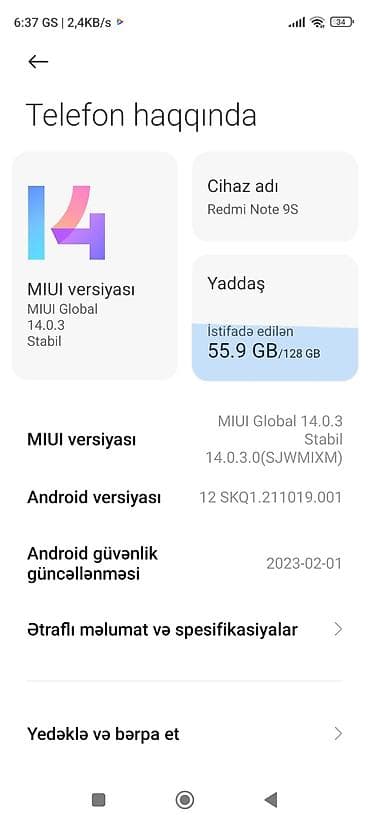 redmi note 12 s: Redmi Note 9S, 128 GB, rəng - Mavi, Barmaq izi — 4