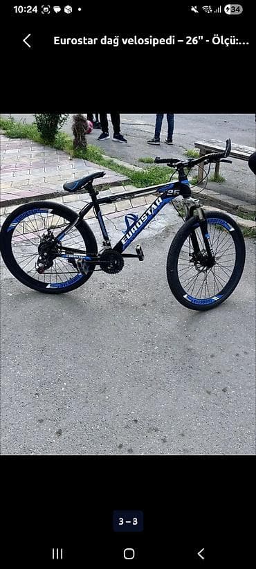 velosipedler: Eurostar dağ velosipedi – 26” - Təkər ölçüsü: 26" - Rəng: qara-mavi - — 3