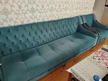 divan krislo: İşlənmiş, Divan, 2 kreslo, Bazasız, Açılmayan — 1