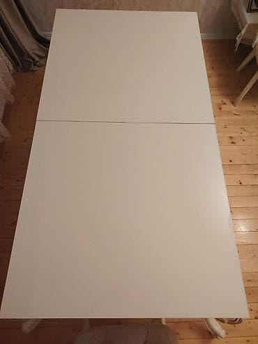 reseption masa: Ağ rəngli yemək/oturma otağı masası - Dizayn: Minimalist, düzbucaqlı — 4