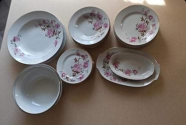 qrafin dəsti: Qədimi Almaniya nahar servizi 6 nəfərlik 3 cür boşqabla — 4