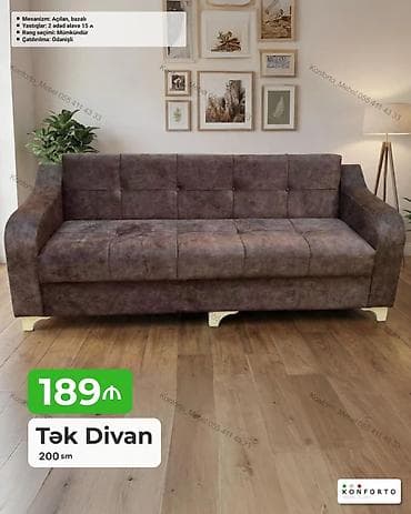 Tək divan – 200 sm - Mexanizm: açılan, bazalı (yataq funksiyası və — 1