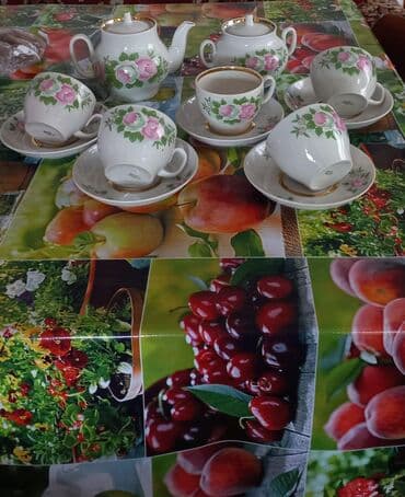sud qabi: Çay dəsti, rəng - Göy, Farfor — 8