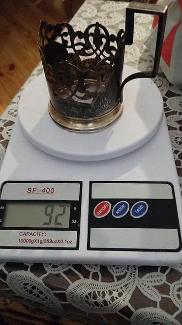 ikinci el su matoru: Gümüş stəkanaltı (podstakannik) - Material: 875 əyarlı gümüş (daxildə — 2