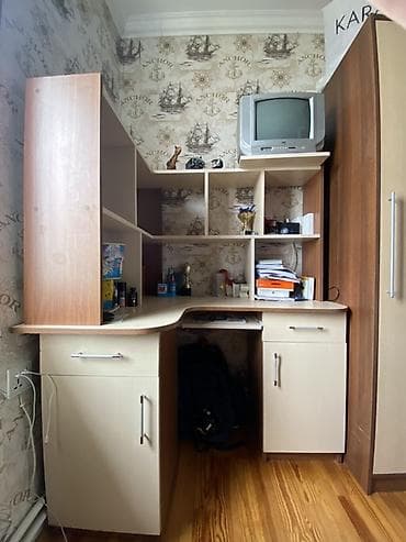 kompyuter masasi: Künc masa, Polkalı, Siyirməli, MDF, Zəmanətsiz, Kredit yoxdur — 1