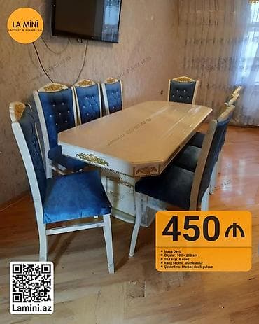 Qonaq otağı üçün, Açılmayan, Dördbucaq masa, 6 stul