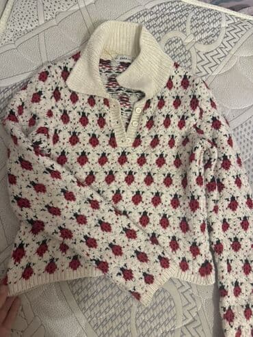 qırmızı qadın sviterləri: ZARA trf qadın sviteri - Model: trf kolleksiyası, polo tipli sviter - — 3