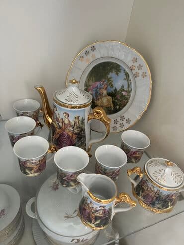 seyf gapilar: Çay dəsti, rəng - Ağ, Farfor, Madonna, 6 nəfərlik, Almaniya — 2