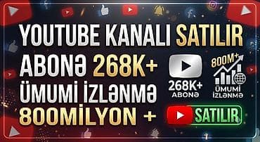 Digər xidmətlər: YouTube kanalı satılır — 268.000+ abunəçi | 800 Milyon+ baxış Aktiv — 1