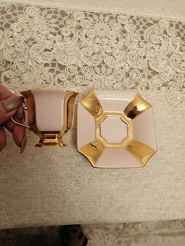 yasil kofe: Qəhvə dəsti, rəng - Çəhrayı, Farfor, 6 nəfərlik — 5