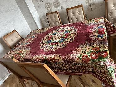 Masa örtüyü – klassik naxışlı, məxməri fakturalı - Forma və ölçü