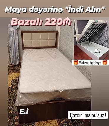 Çarpayılar: Bazalı tək nəfərlik çarpayı - Yuxarı qalxan mexanizmli baza: geniş və — 2
