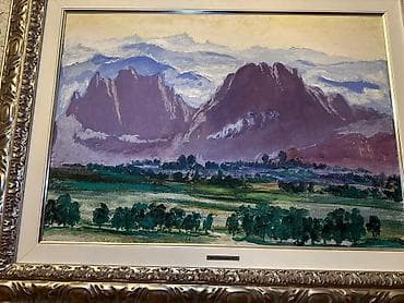 Şamdanlar: Mövzu: Dağ mənzərəli orijinal tablo – çərçivəli Təsvir: - Rəssam — 4
