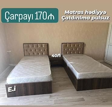 agdam sekilleri: Təknəfərlik çarpayı, Matras ilə — 1