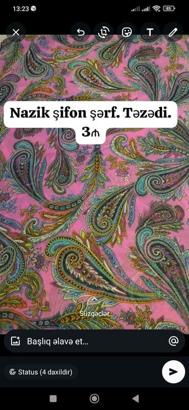 bine qadın geyimleri instagram: Yayliq və şərflər. hərəsinin öz qiyməti var. 4-5₼. Binə qəsəbəsində — 5