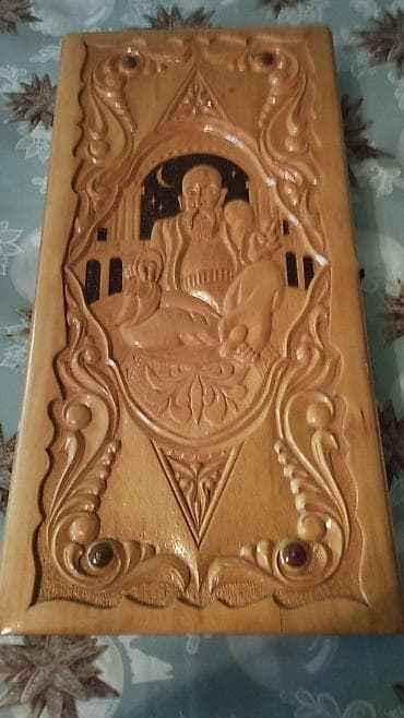 idman kompleksi: Ağac oyma nərd dəsti - Material: tam ağac (cilalanmış), əl işi oyma — 2
