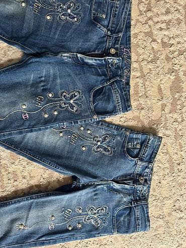 vilvet şalvar: Qız üçün zinətli cins şalvarlar – 2 ədəd dəst - Brend: Girlie Brand - — 2