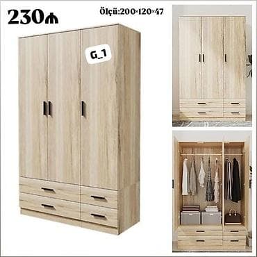 Шкафы: Üç qapılı paltar dolabı – model G_1 - Ölçü: 200 × 120 × 47 sm - — 1