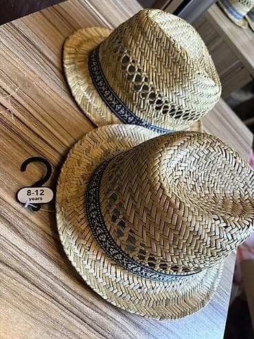 Baş geyimləri: Uşaq üçün saman fedora papaq - Material: təbii saman hörgü - — 2