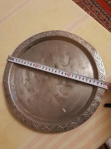 cay: Antiq üslubda metal sini (dəzgah tepsisi) - Material: metal (gümüşü — 4