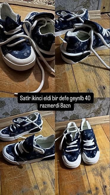 krosovkalar: Məhsul: Krossovka - Rəng/naxış: Tünd mavi üzərində xırda çiçək — 1