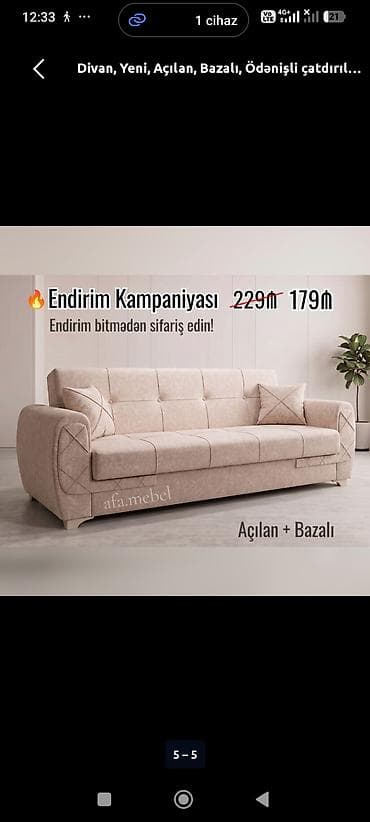 qubka: *Divan 179Azn💥* ✔️Rəng seçimi var ✔️Açılan və Bazalı ✔️ Ölçü 210sm — 2
