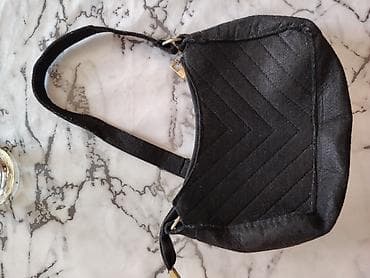 kişi çanta: Qara çiyin çantası - Material: yumşaq tekstil/parça əsaslı, üzərində — 2