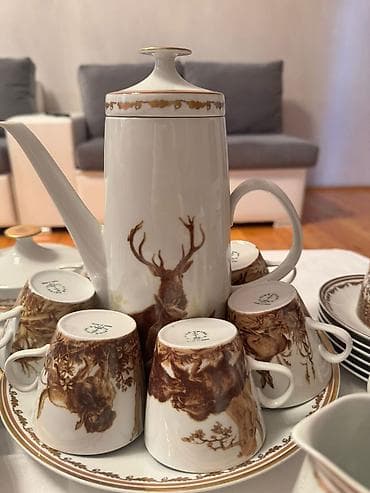 maral sekilleri: Qəhvə dəsti, rəng - Ağ, Farfor — 6