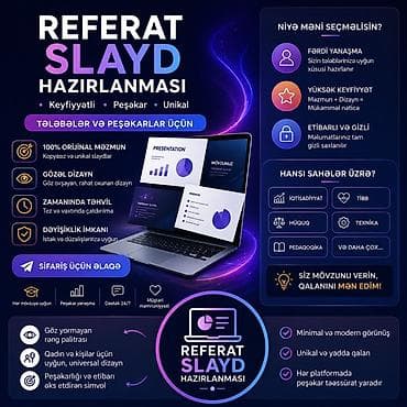 Referat 4 azn Slayd 6 azn Qiymət 1 fənnə aiddir. Xidmət: Referat və — 1