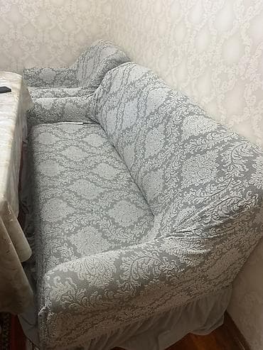 makiyaj stolu: Divan və kreslo dəsti üçün elastik üzlüklər - Model: Klassik naxışlı — 2