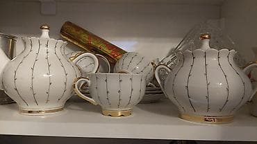 ağ süd: Qəhvə dəsti, rəng - Ağ, Farfor, Almaniya — 10