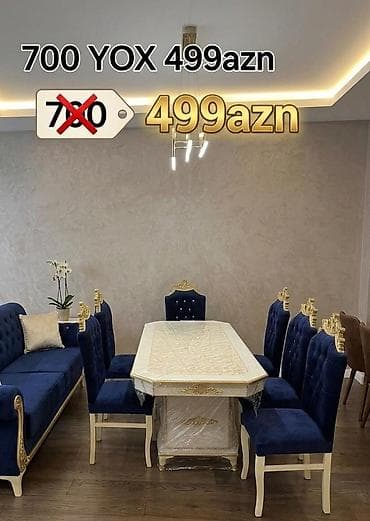 stul bar: Yemək otağı dəsti – klassik üslub - Dəst: 1 ədəd böyük süfrə masası + — 1
