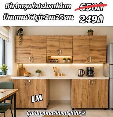 Mətbəx mebeli: Mətbəx mebel dəsti – birbaşa istehsaldan - Ümumi ölçü: 2 m 25 sm - — 1