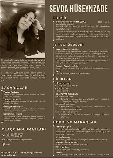 richard mile: Mən Sevda, 53 yaşım var,BDU-nin III kurs tələbəsiyəm. Müxtəlif peşə — 1