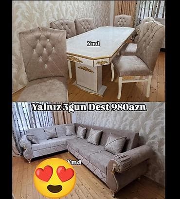 metbex ucun stol stul: Yeni, Künc divan, Qonaq otağı üçün, Açılmayan — 1