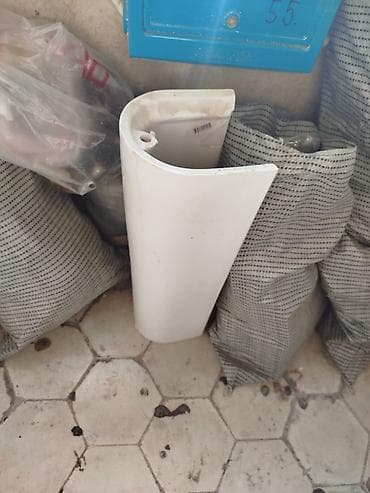 Yarımdairə formalı keramika hamam otağı lavabosu dəsti - Material: ağ — 3