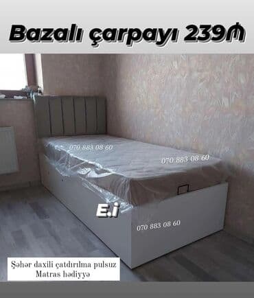 Təknəfərlik çarpayı, Bazalı, Matras ilə, Siyirməsiz