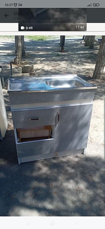 2 ci el guzgu: Mətbəx üçün paslanmayan poladdan birgözlü lavabo ilə şkaf - Üst — 1