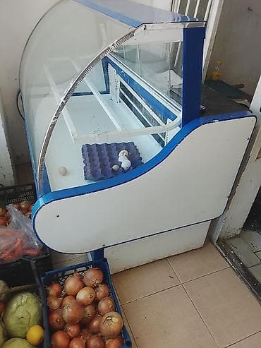 avadanlig: Ticarət üçün soyuducu vitrin - Ön hissəsi qabarıq şüşəli, mavi-ağ — 2