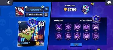 Brawl Stars oyunu üçün yüksək səviyyəli hesab - Kupa: 37 195 - Toplam — 1