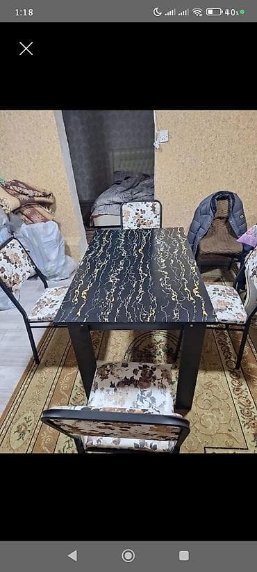 Mətbəx üçün, Açılmayan, Dördbucaq masa, 4 stul