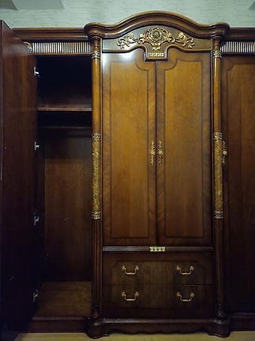 qarderob: İşlənmiş, 4 qapılı, Siyirməli, Qəhvəyi, Taxta, Açılan, Düz dolab — 6