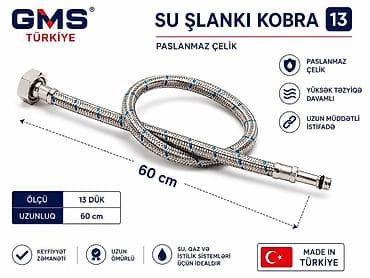 Şlanqlar: GMS Türkiye – Su Şlanqı “Kobra” 13 (2.60 azn) - Material: paslanmaz — 1