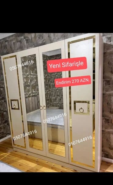 sfaner islenmis: Yeni, Açılan, 4 qapılı Düz dolab, Qarderob, paltar dolabı, Azərbaycan — 1