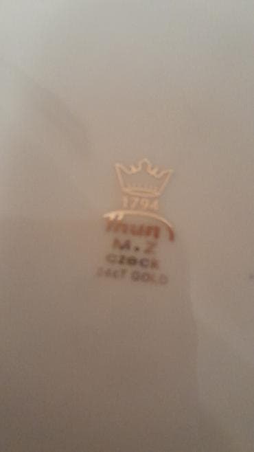 8 mart hediyye: MZ Czeck (1794) damalı markalı, qızıl işləməli porselen konfet/ meyvə — 4