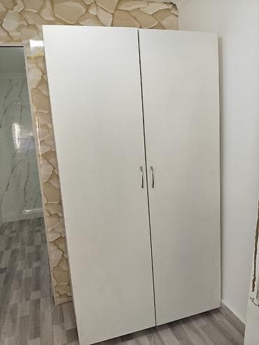 Ev üçün mebel: 2 qapılı, Ağ, Taxta, Açılan, Düz dolab — 3