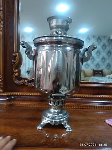 caydan caynik: Klassik metal samovar - Material: parlaq cilalanmış metal korpus - — 3