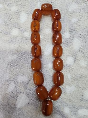 Kəhrəba rəngli təsbeh - Material: şəffaf-qəhvəyi tonlarda, damarlı — 3