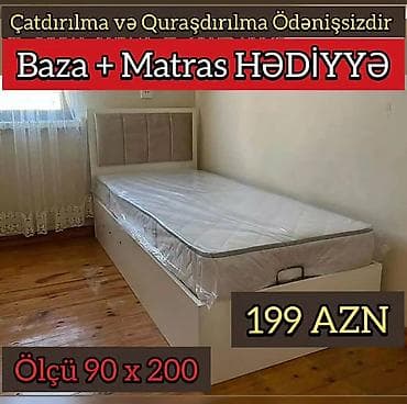tek kamot: Tək nəfərlik çarpayı dəsti - Komplekt: baza + hədiyyə matras - Ölçü — 1